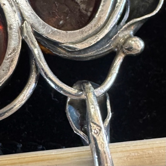 Vintage Sterling Silver Amber Pendant - large - Picture 13 of 14